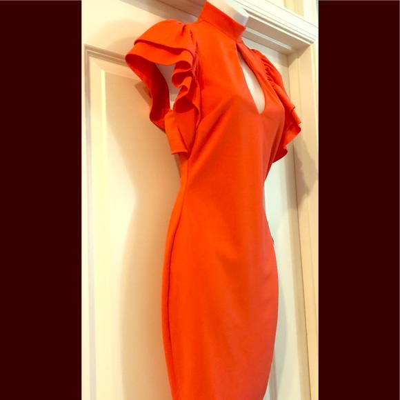 Sassy Coral Bodycon Dress - Picture 1 of 4